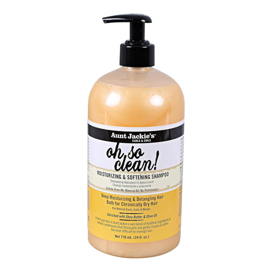 Aunt Jackie's Curls and Coils Oh So Clean, Large 24oz Family Sized Pump, Deep Moisturizing and Softening Hair Shampoo for Natural Curls, Coils and Waves, Enriched shea Butter : Beauty & Personal Care