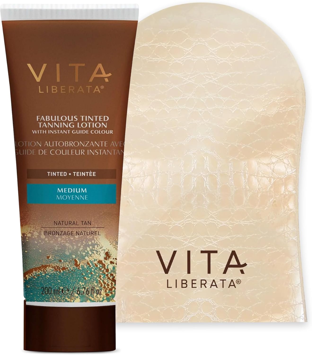 Vita Liberata Tinted Tan Lotion Medium 200Ml & Mitt Bundle, Hydrating Tanning Lotion, Sun-Kissed Tan, Designed For Face & Body Use, Tinted, Lasting Tan, Streak Free Blend