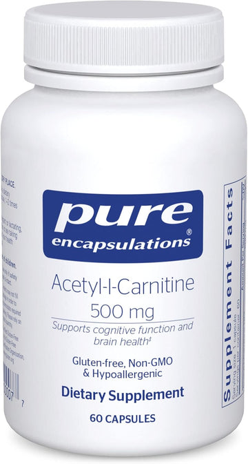 Pure Encapsulations Acetyl-L-Carnitine 500 Mg - Memory & Brain Supplement - Brain Support & Focus* - Gluten Free & Non-Gmo - 60 Capsules