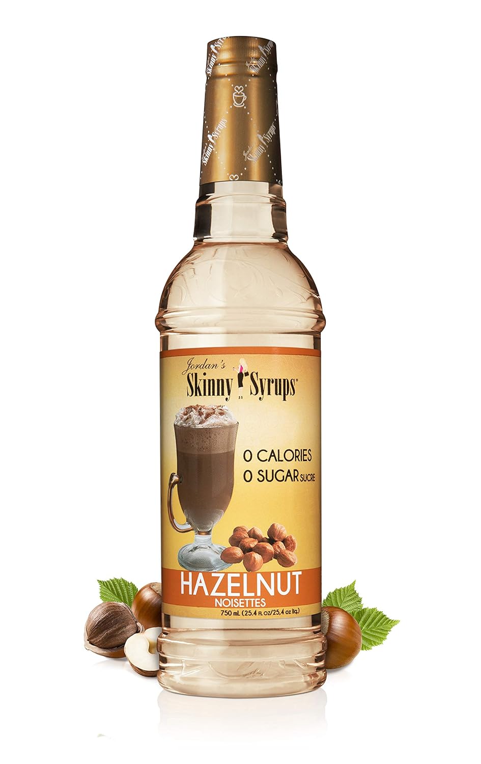 Jordan'S Skinny Syrups Sugar Free Coffee Syrup, Hazlenut Flavor Drink Mix, Zero Calorie Flavoring For Chai Latte, Protein Shake, Food And More, Gluten Free, Keto Friendly, 25.4 Fl Oz, 1 Pack