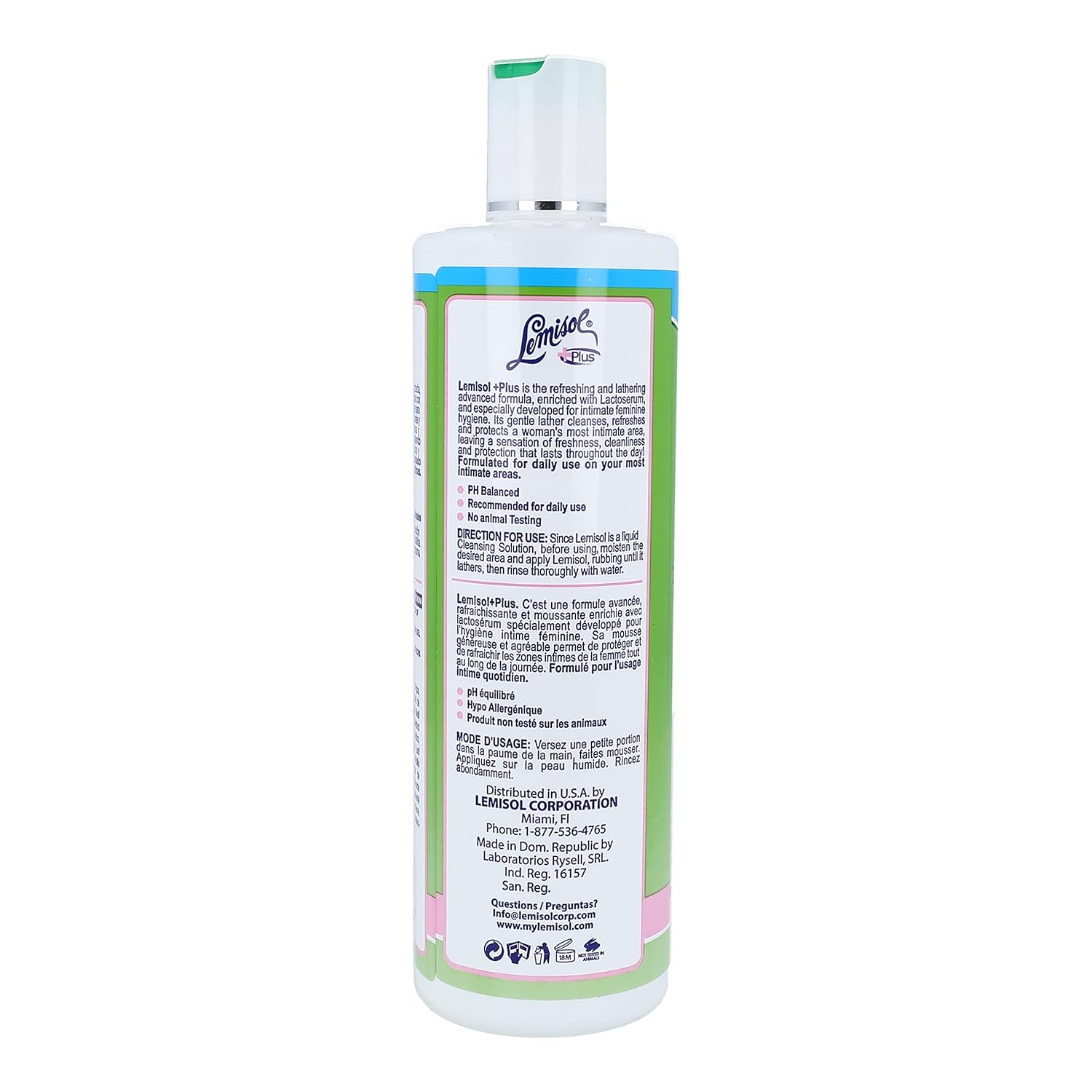 Lemisol Feminine Wash, Gentle Daily Cleanser with Lactoserum, Helps you Keep pH Balanced, Hypoallergenic, Keeps Women Clean, Fresh and Confident, Original Formula, 16 Fl Oz, [Pack of 2] : Health & Household