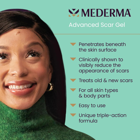 Mederma Advanced Scar Gel, Treats Old And New Scars, Reduces The Appearance Of Scars From Acne, Stitches, Burns And More, 50 Grams