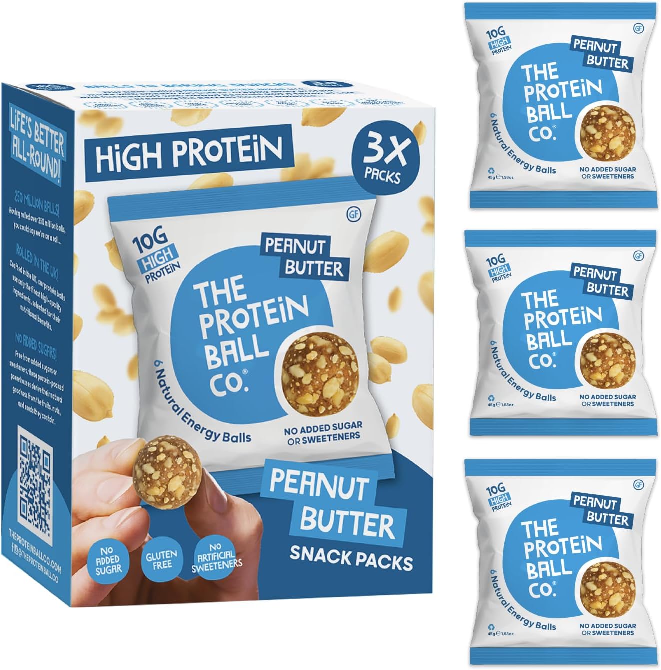 Protein Balls Salted Caramel Flavour By The Protein Ball Co - Pack Of 18 Breakfast Balls - 100% Natural, Plant Based, Vitamin Enriched - 3 X 45G Bags- High Fibre, Gluten Free, No Artificial Sweeteners