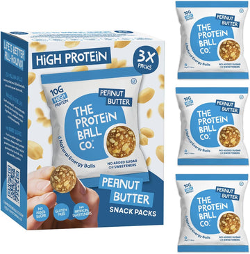 Protein Balls Salted Caramel Flavour By The Protein Ball Co - Pack Of 18 Breakfast Balls - 100% Natural, Plant Based, Vitamin Enriched - 3 X 45G Bags- High Fibre, Gluten Free, No Artificial Sweeteners
