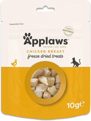 Applaws 100% Natural Freeze Dried Cat Treat, Chicken Breast, Grain Free Healthy Cat Snacks 12x10g