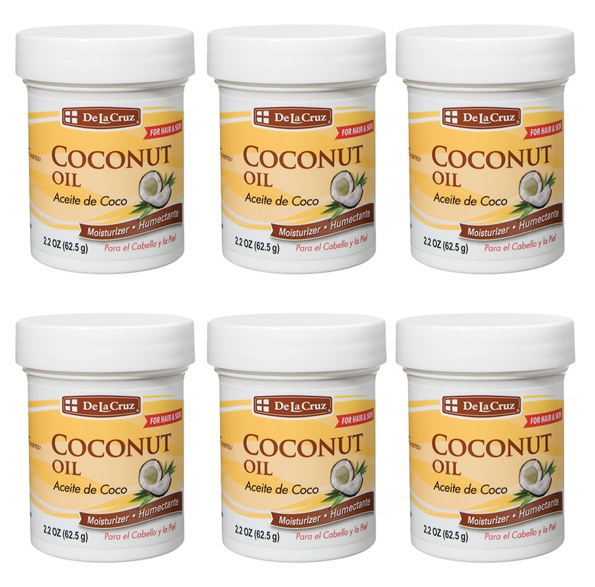 De La Cruz Coconut Oil - Expeller Pressed Coconut Oil For Skin And Hair - Natural Moisturizer For Skin And Hair - 2.2Oz (4 Jars)