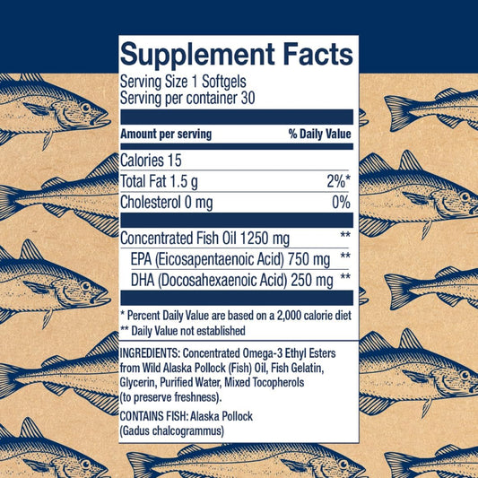 Wiley's Finest Wild Alaskan Fish Oil Peak EPA - Triple Strength Peak E