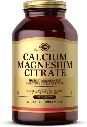 Solgar Calcium Magnesium Citrate, 250 Tablets - Supports Healthy Bones & Teeth - Musculoskeletal & Nervous System Support - Highly Absorbable - Non-Gmo, Vegan, Gluten Free, Dairy Free - 50 Servings