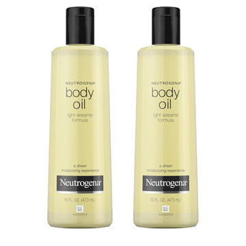 Neutrogena Body Oil Light Sesame Formula, Dry Skin Moisturizer & Hydrating Body Massage Oil for Radiant & Healthy Looking Glow, Nourishing Oil for Sheer Moisture, Twin Pack, 2 x 16 fl. oz