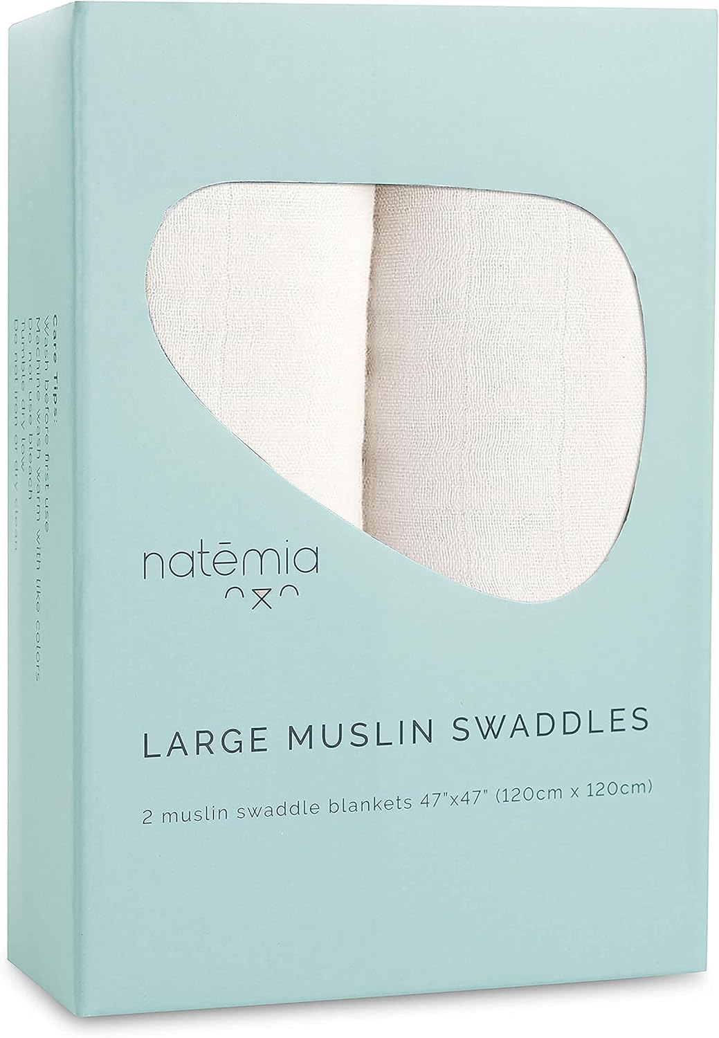 Natemia Baby Muslin Swaddle Blankets - Muslin Swaddle Blankets Boy And Girl, Swaddles For Newborn, Soft And Breathable Baby Girl Muslin Swaddle Blanket, Newborn Baby Essentials, 47" X 47", 2-Pack