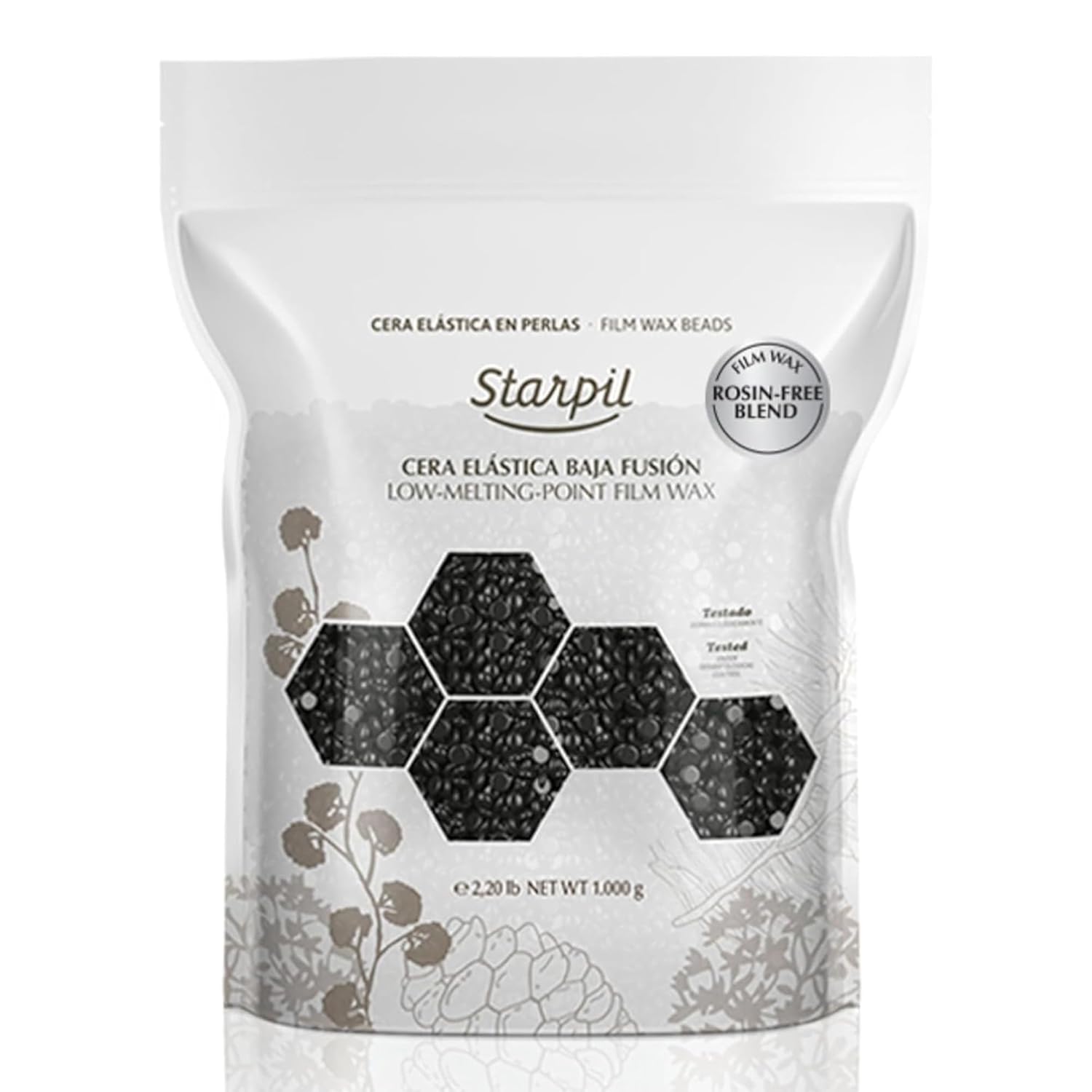 Starpil Wax 1000G / 2.2 Lb Rosin Free Black Hard Wax Beads For Painless Hair Removal, Strip Less Body Wax Beans, Polymer Blend Bikini Wax For Face, Coarse Hair Removal Wax Beans For Sensitive Skin