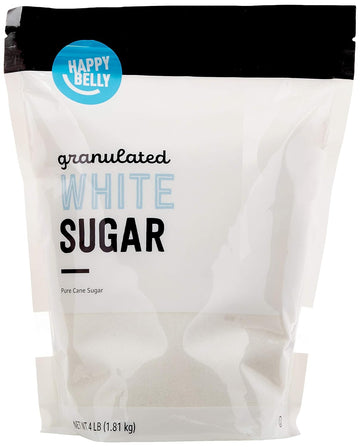 Amazon Brand - Happy Belly White Pure Cane Sugar Granulated, 4 Pound (Pack Of 1)