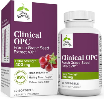 Terry Naturally Clinical Opc Extra Strength - 60 Softgels - French Grape Seed Extract Supplement - - Non-Gmo, Gluten Free - 60 Servings