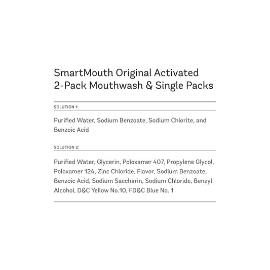 Smartmouth Original Activated 24Hr Fresh Breath Rinse 2-Pack And Single Travel Packs, Fresh Mint