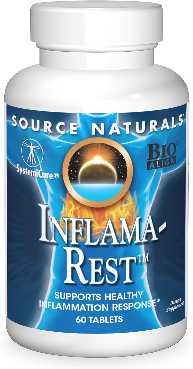 Source Naturals Inama-Rest Healthy Inammation Response - Herbal & Mineral Blend with Turmeric, Boswellia, Ginger, Quercetin - Maximum Stress Relief & Relaxation - 60 Tablets