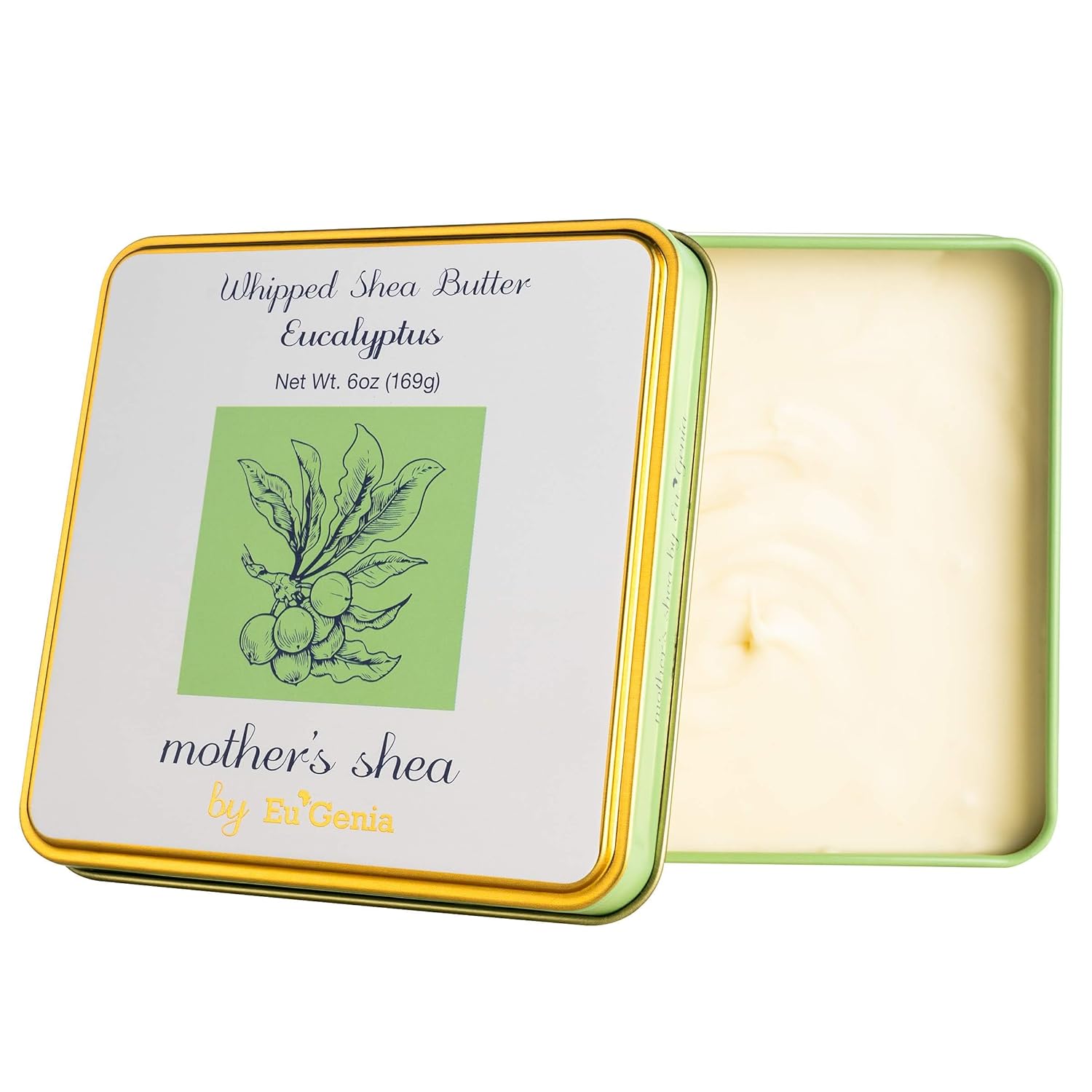 Mother'S Shea Whipped Shea Butter (Eucalyptus, 6 Oz Tin) 100% Pure Raw Unrefined African Shea - Organic, Sustainably-Sourced Ingredients - Natural Skin & Hair Care