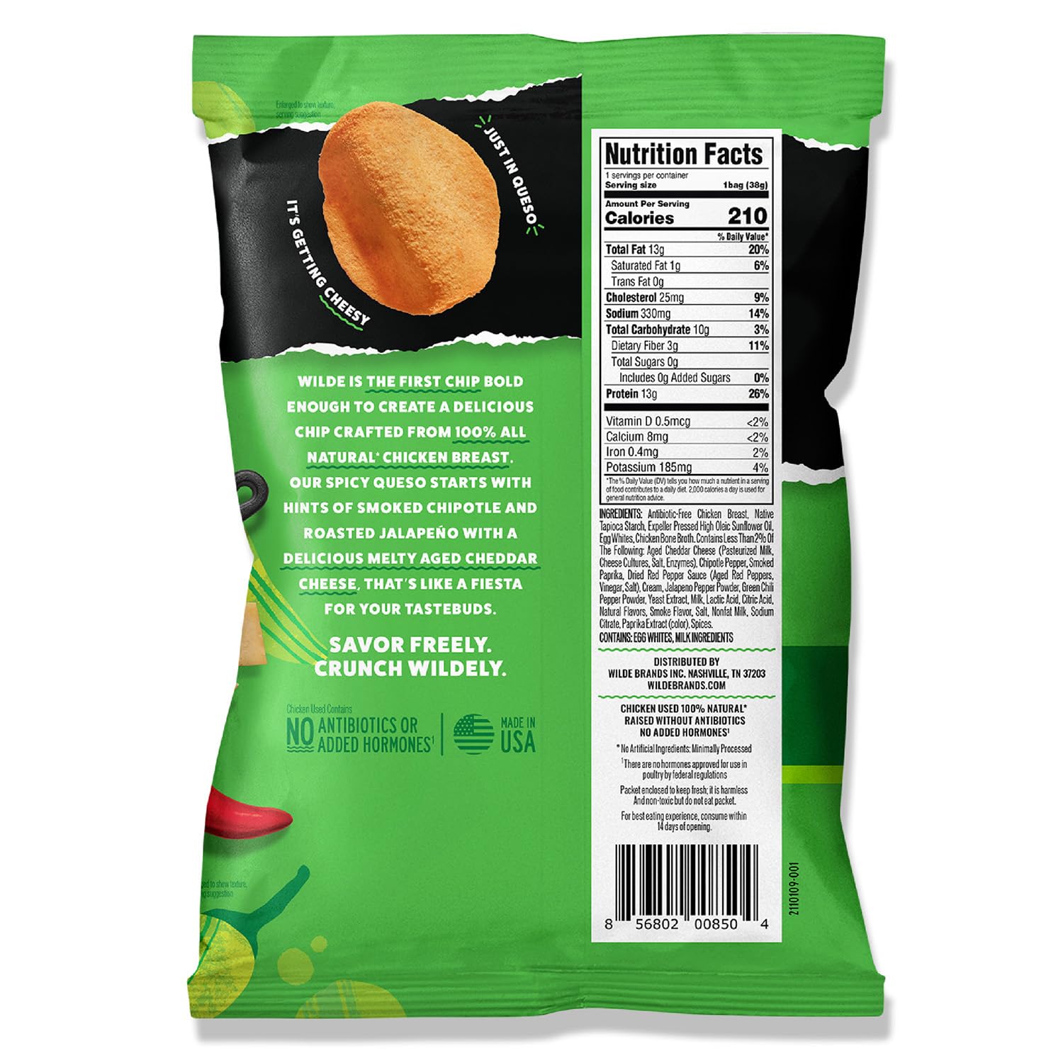 Wilde Spicy Queso Protein Chips, Thin And Crispy, High Protein, Keto Friendly, Made With Real Ingredients, 1.34Oz Bags (Pack Of 8)…