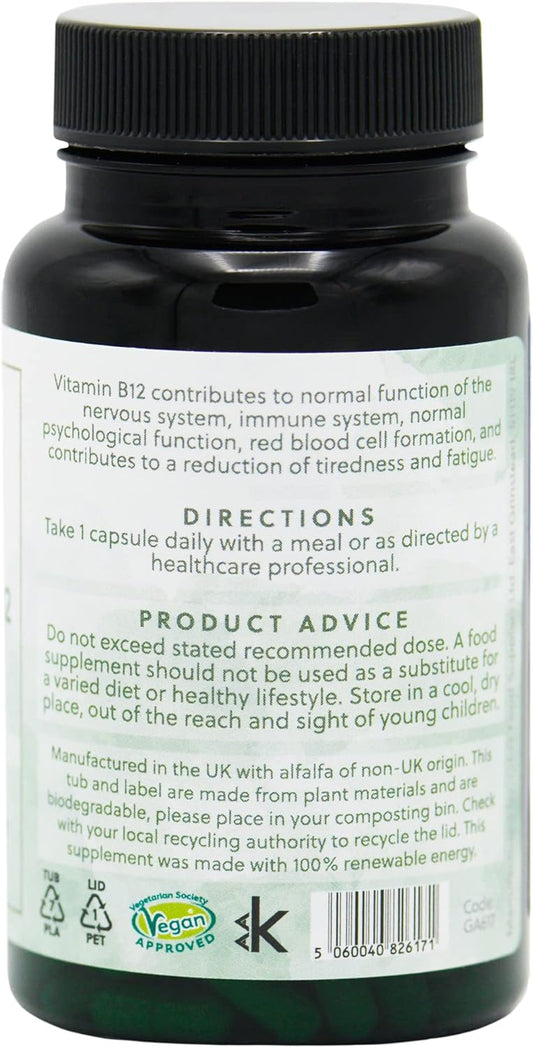 Vitamin B12 Capsules | 1000µg Vitamin B12 Per Capsule | 120 Vegan Capsules | Methylcobalamin B12 | G&G Vitamins