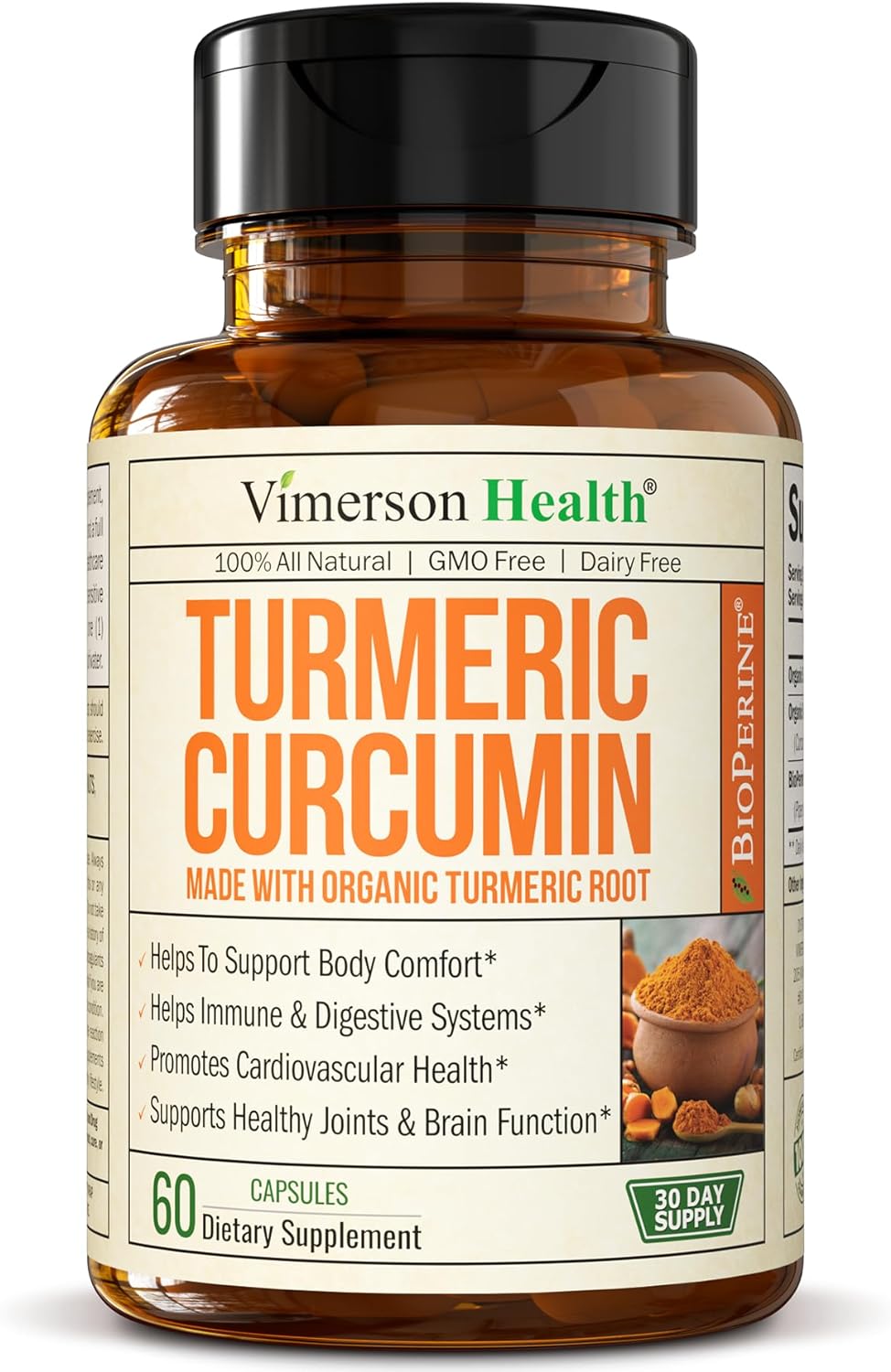 Organic Turmeric Curcumin & Black Pepper. High Absorption Joint Support Supplement with Bioperine. 95% Curcuminoids. Antioxidant Turmeric Supplement for Inflammation Balance & Immune Support. 1400mg