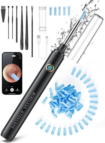 Ear Wax Removal Tool Camera - Ear Cleaner With 1080P Hd Camera, Fsa Hsa Store Eligible, Otoscope With Light, Earwax Removal Kit With 50 Replacement Tips For Iphone, Ipad, Android Phones (Black)