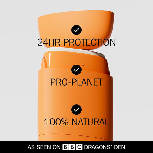 Fussy - Natural Refillable Deodorant - Aluminium Free - 24 Hour Protection - Citrus Scent & Burnt Orange Case - Mandarin, Grapefruit & Pepper - Vegan & Cruelty Free - 100% Natural & Effective