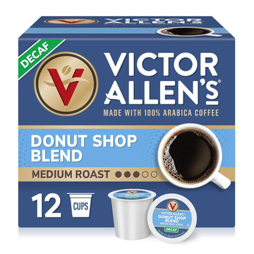 Victor Allen'S Coffee Decaf Donut Shop Blend, Medium Roast, 12 Count, Single Serve Coffee Pods For Keurig K-Cup Brewers