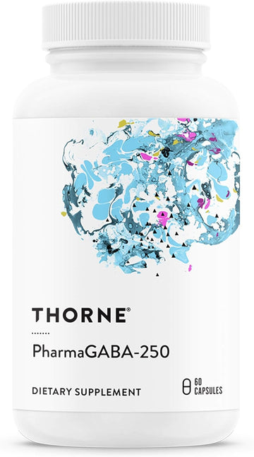 THORNE PharmaGABA-250 - GABA Supplement - 250 mg Natural Source Gamma-Aminobutyric Acid - Promotes a Calm, Relaxed, Focused State of Mind - 60 Capsules