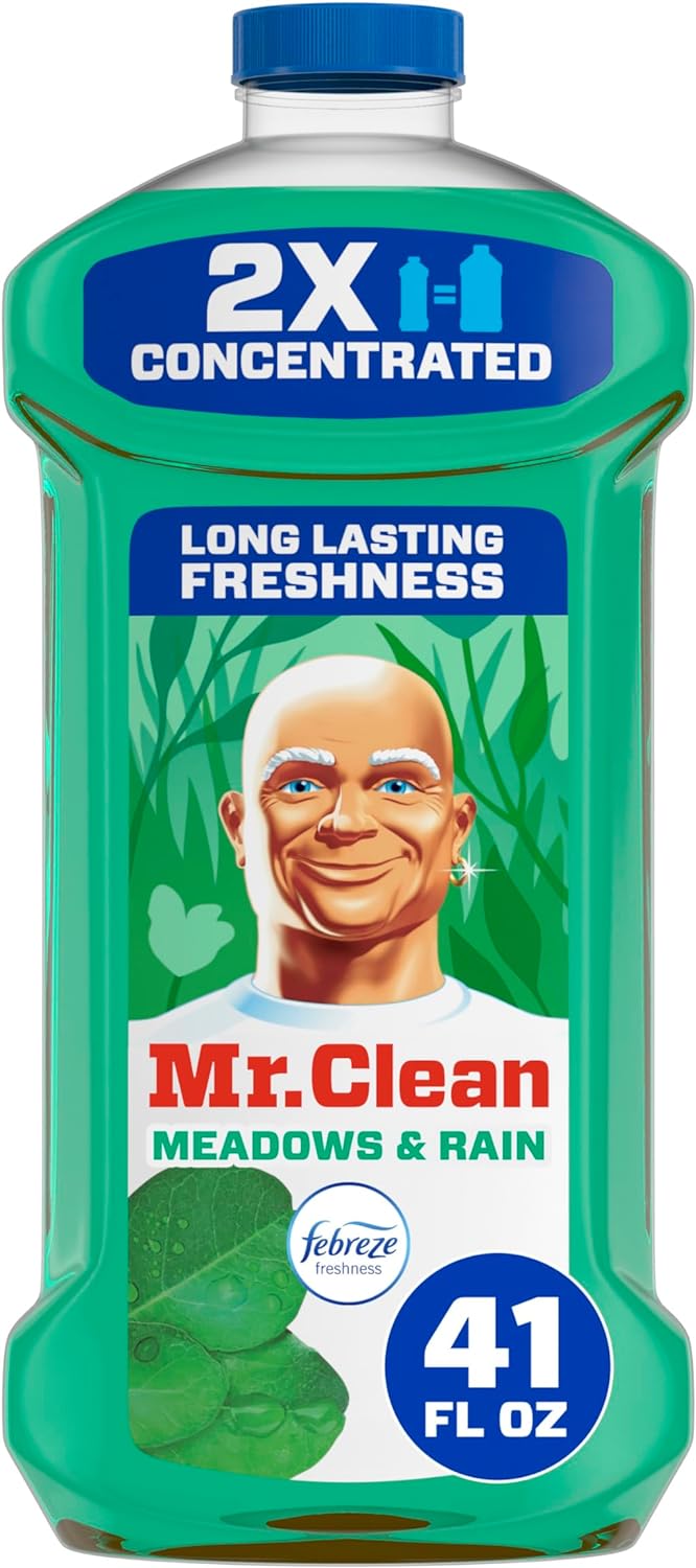 Mr. Clean 2X Concentrated Multi Surface Cleaner with Febreze Meadows & Rain Scent, All Purpose Cleaner, 41 fl oz