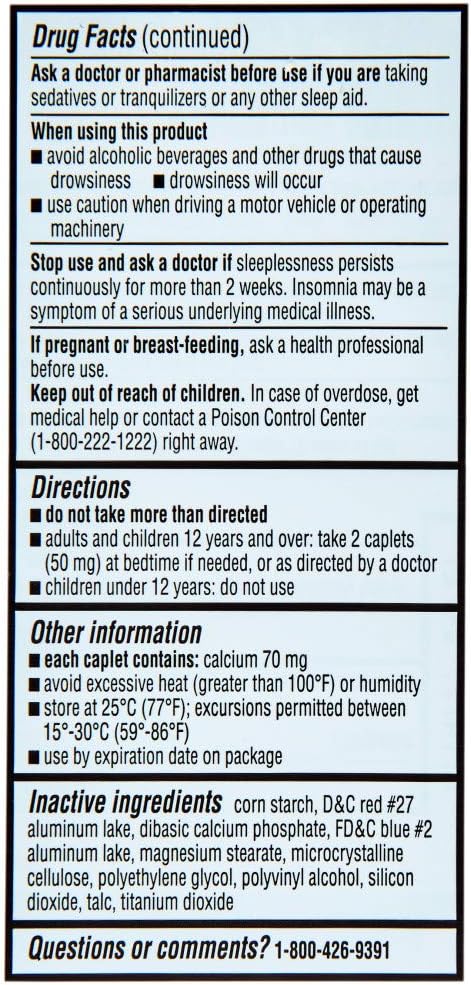 Rite Aid Natural Sleep Aid Caplets, Diphenhydramine HCl, 25mg - 200 Count | Sleeping Pills for Adults Extra Strength : Health & Household