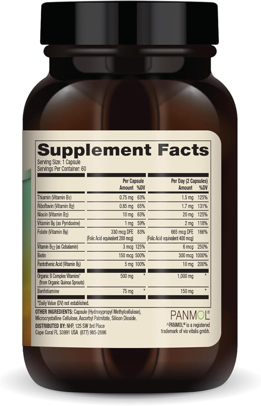 Dr. Mercola Vitamin B Complex, 30 Servings (60 Capsules), With Benfotiamine, Dietary Supplement, Supports Energy Production, Non-Gmo