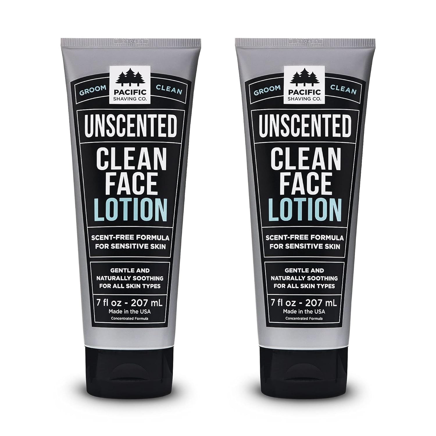 Pacific Shaving Company Clean Face Lotion - Unscented | Natural Face Lotion For Sensitive Skin (7 Oz) - Pack Of 2