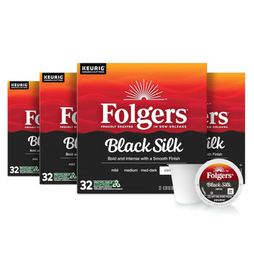 Folgers Black Silk Dark Roast Coffee, 128 Keurig K-Cup Pods