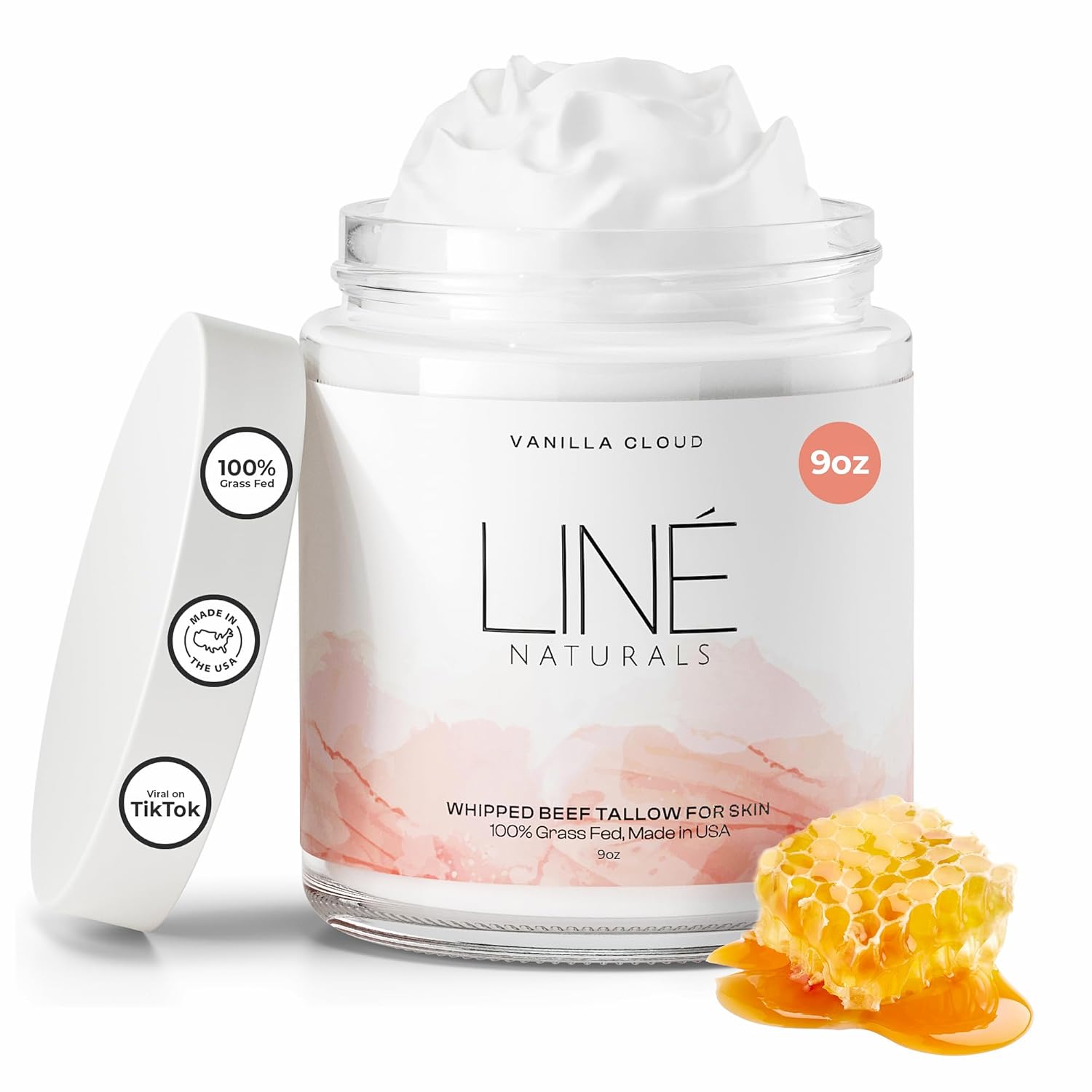 Whipped Beef Tallow For Skin - 100% Pure, Grass Fed Tallow Moisturizer For Face And Body - Organic Honey Beef Balm For Sensitive Skin - Quick Absorbing Hydration (Vanilla Cloud)