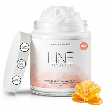 Whipped Beef Tallow For Skin - 100% Pure, Grass Fed Tallow Moisturizer For Face And Body - Organic Honey Beef Balm For Sensitive Skin - Quick Absorbing Hydration (Vanilla Cloud)