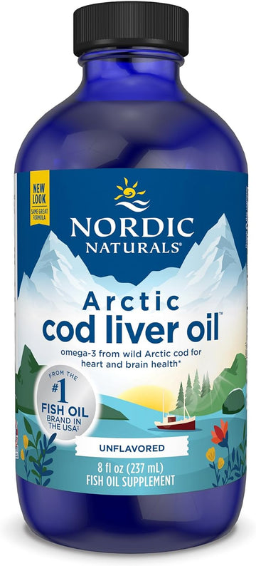 Nordic Naturals Arctic Cod Liver Oil, Unflavored - 8 oz - 1060 mg Total Omega-3s with EPA & DHA - Heart & Brain Health, Healthy Immunity, Overall Wellness - Non-GMO - 48 Servings