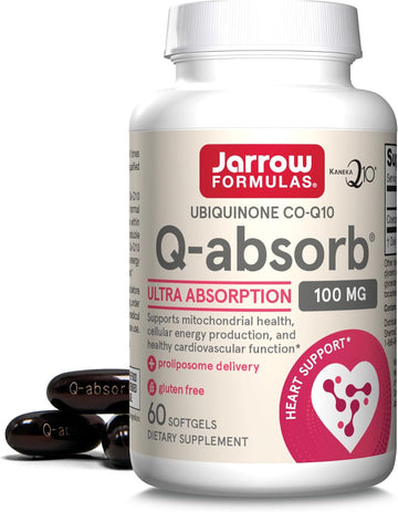 Jarrow Formulas Q-Absorb Co-Q10 100 Mg, Dietary Supplement, Antioxidant Support For Mitochondrial Health, Cellular Energy Production And Cardiovascular Health, 60 Softgels, 60 Day Supply