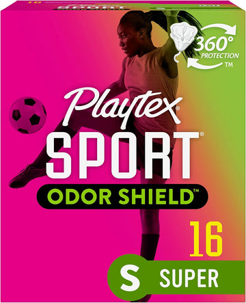 Playtex Sport Odor Shield Tampons, Super Absorbency, Unscented - 16Ct