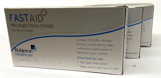 3 X Fast Aid Pre-Injection Swabs 70% Ipa Alcohol (P