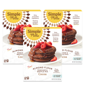 Simple Mills Cocoa Pancake And Waffle Mix, Just Add Water, Gluten Free, Paleo Friendly, Breakfast, 10 Oz (3 Pack)