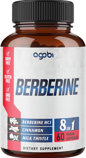 Berberine Supplement With Ceylon, Milk Thistle, Turmeric, Elderberry & More - Support Immune, Cardiovascular & Gastrointestinal - 60 Counts For 2 Months