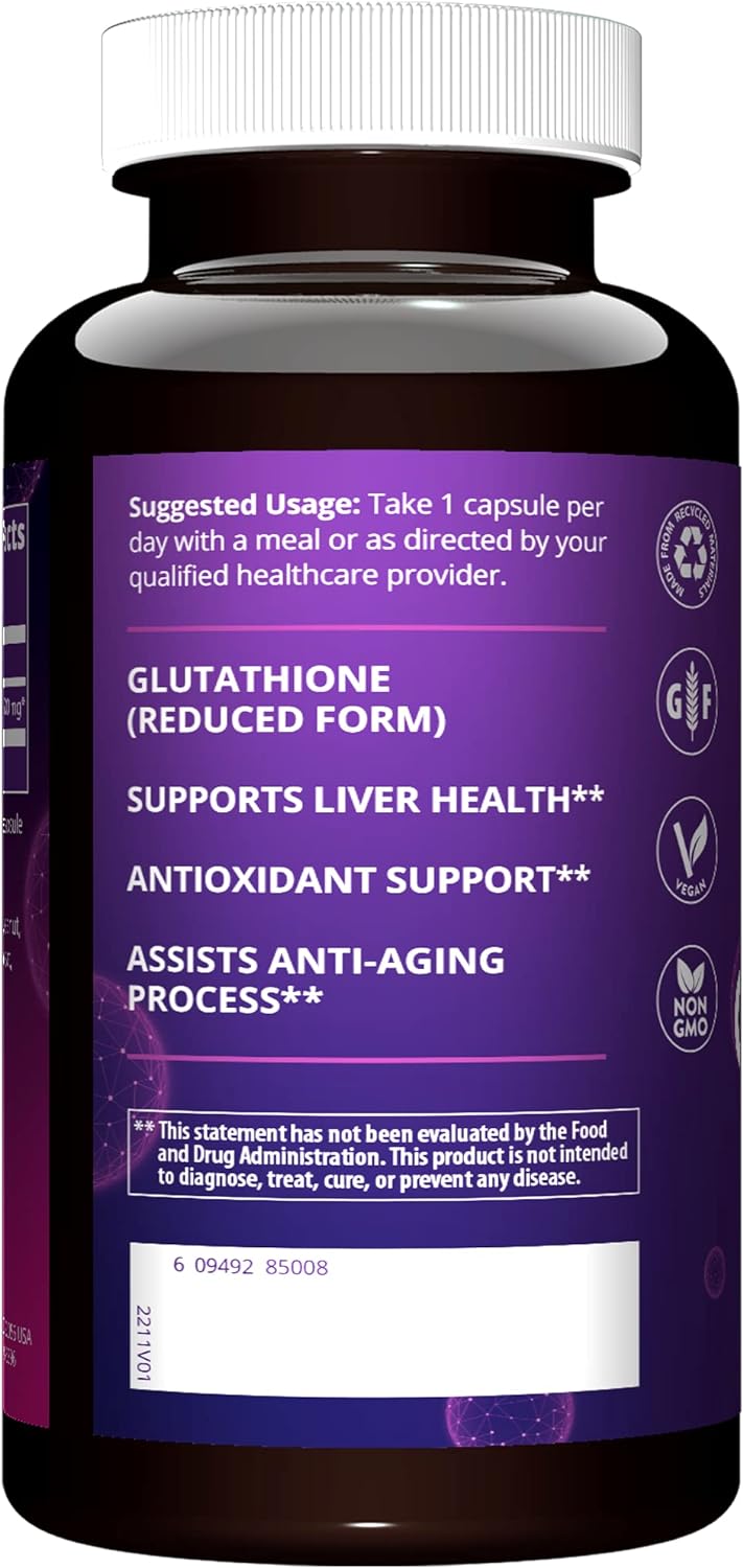 MRM Nutrition Reduced Glutathione 500mg | Liver Health | Mitochondrial Antioxidant | Reduced Form of Glutathione | Vegan + Gluten-Free | 60 Servings