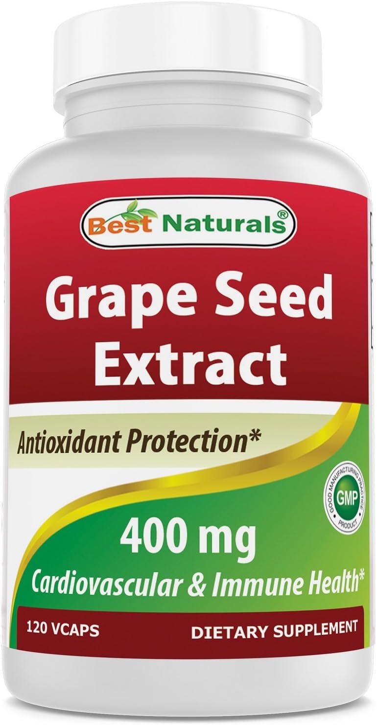 Best Naturals Grape Seed Extract 400 Mg Veggie Capsule, 120 Count : Health & Household