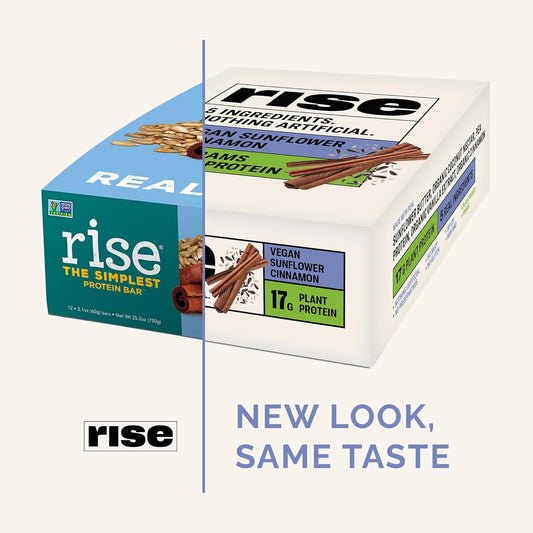 Rise Pea Protein Bar - Vegan Sunflower Cinnamon | Breakfast Bar & Protein Snack 17G Protein Just 5 Whole Food Ingredients Non-Gmo Gluten-Free Soy Free