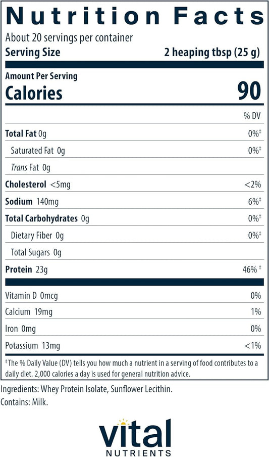 Vital Nutrients - ProWhey - Whey Protein Beverage Mix - Plain - 500 Gr