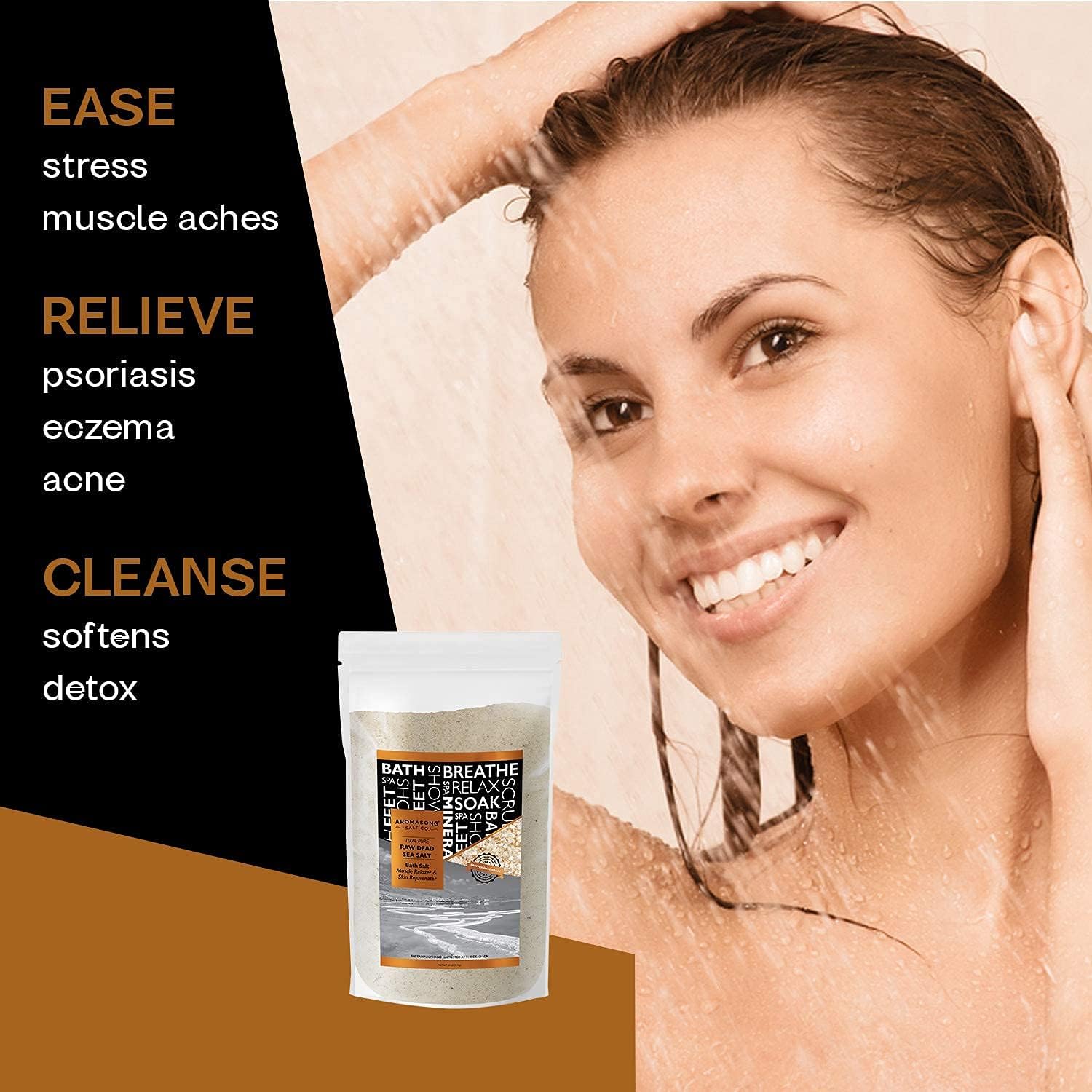 Aromasong Dead Sea Spa Bundle: 5 Lbs Raw Dead Sea Salt + 100% Pure Dead Sea Mud Mask For Detox And Relaxation