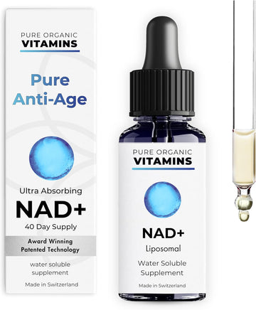 Nad+ Supplement Liposomal - Proven 50% Better Absorption - Patented Cellular Delivery - 40 Day Supply - Nad+ Enhancer - Pure Anti Age - Liquid Drops - Swiss Made