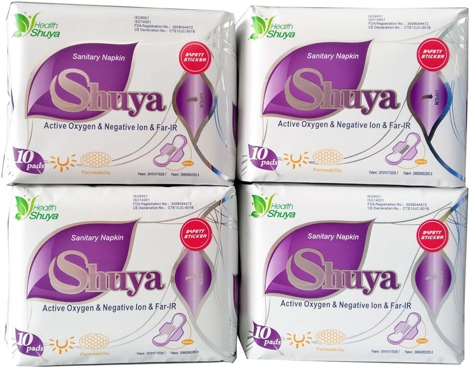 SHUYA Ultral Thin Feminine Care Pads for Women Regular Length with Wings, Patented Active Oxygen and Anion Sanitary Pads, High Absorbency, Size 245mm,Scented 40Count (Pack of 4)