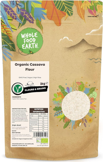 Wholefood Earth Organic Cassava Flour – 2 Kg | Gmo Free | Vegan | High Fibre | Certified Organic