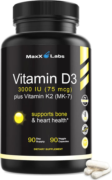 Vitamin D3 K2 Liquid Drops - Liquid Vitamin-D3 2000 Iu Per Drop With K2 Supplements For Adults & Kids - Vit D For Healthy Bones, Heart & Immune Health - Vitamin D K2 Mk7 Dropper 1 Oz