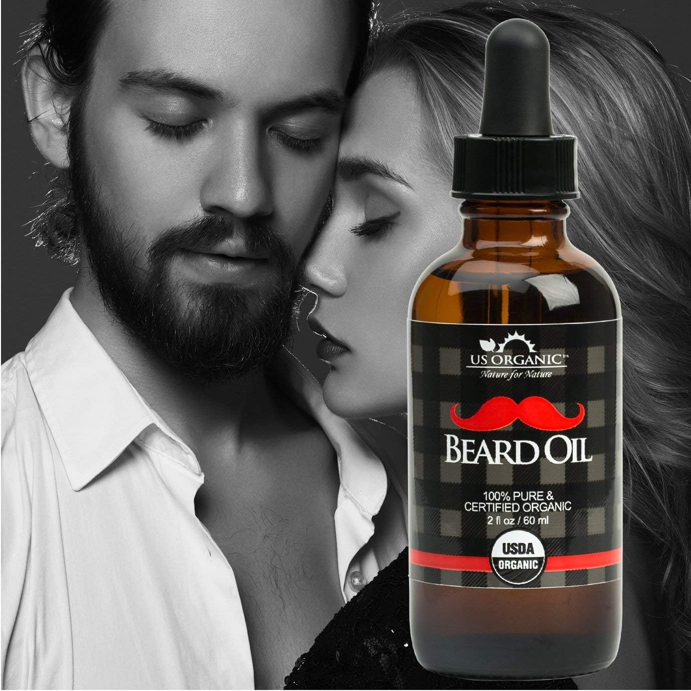 US Organic Beard Oil, 100% Pure, USDA Certified, Softens, shine, moisturizes, Amber Glass Bottle with Eye Dropper, 2 Ounce : Beauty & Personal Care